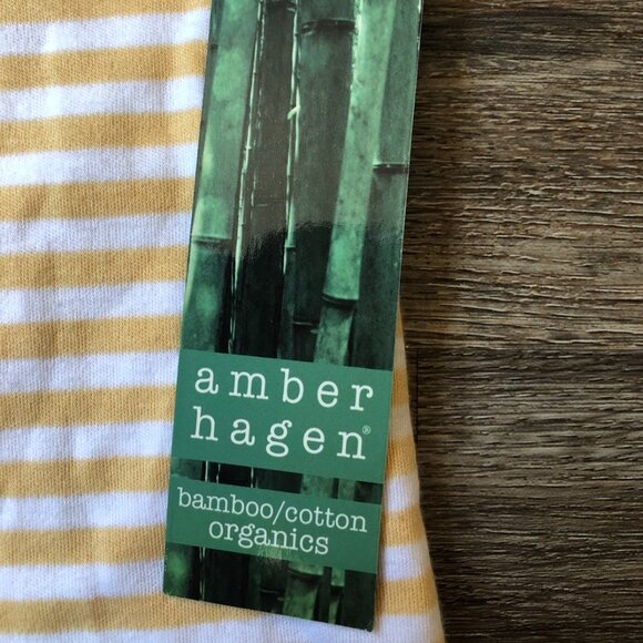 Amber Hagen 4T Girl Top Shirt Lightweight Yellow/White Organic Cotton Bamboo - Picture 2 of 5